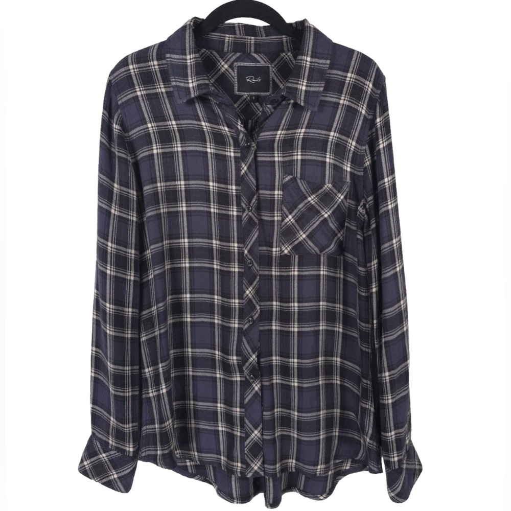 Rails Plaid Button Up Long Sleeve Pocket Chest Soft Rayon Shirt Size SMALL